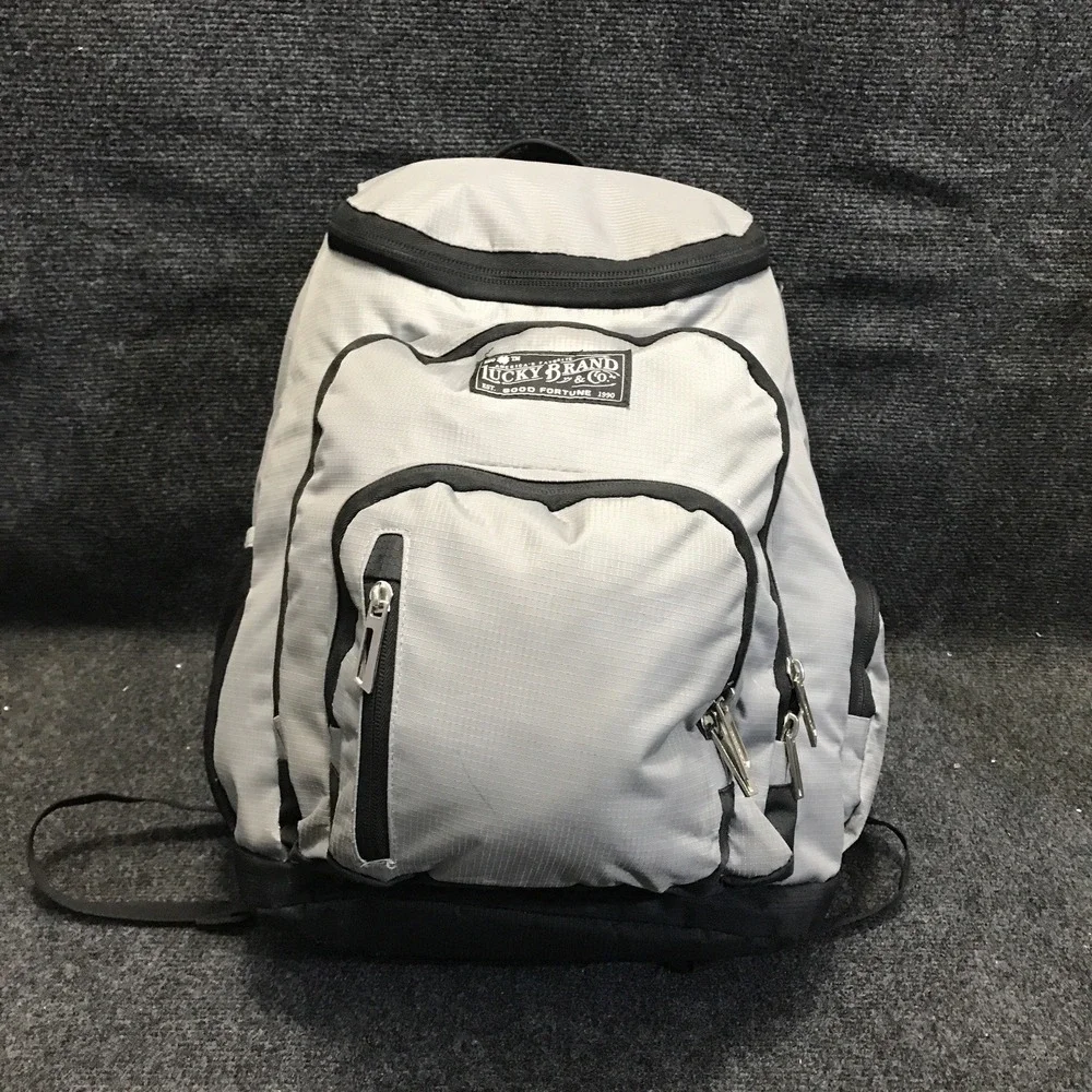 Lucky Brand & Co. Vintage Style Gray/Black Backpack Laptop Computer Bag Daypack